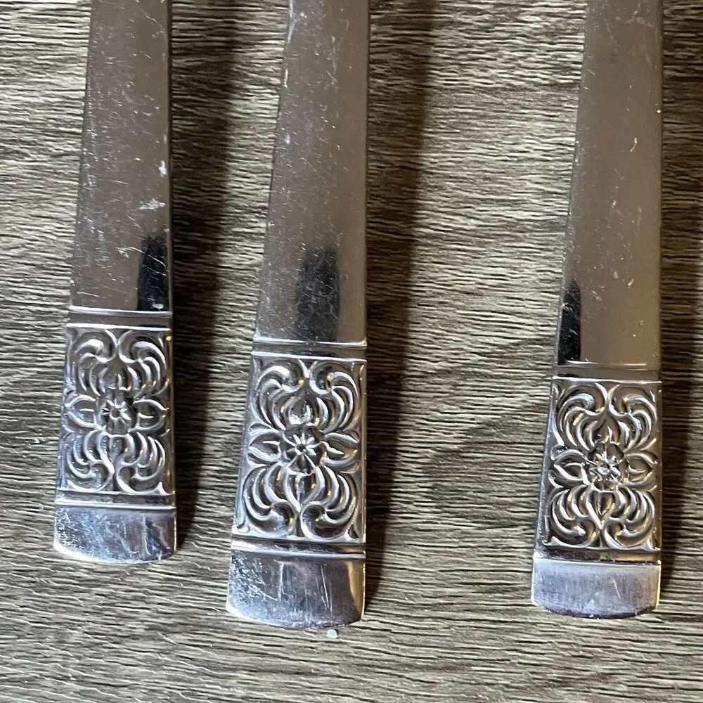 Reed & Barton HARVEST BOUQUET Stainless 4 Piece Service 18/10 Glossy Flatware